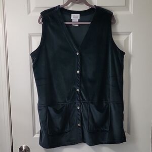 Only Necessities Black Sleeveless Button Front Vest Top Women’s Large